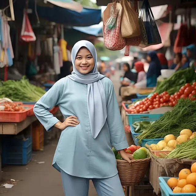 Outfit Ibu Muda Hijab ke Pasar