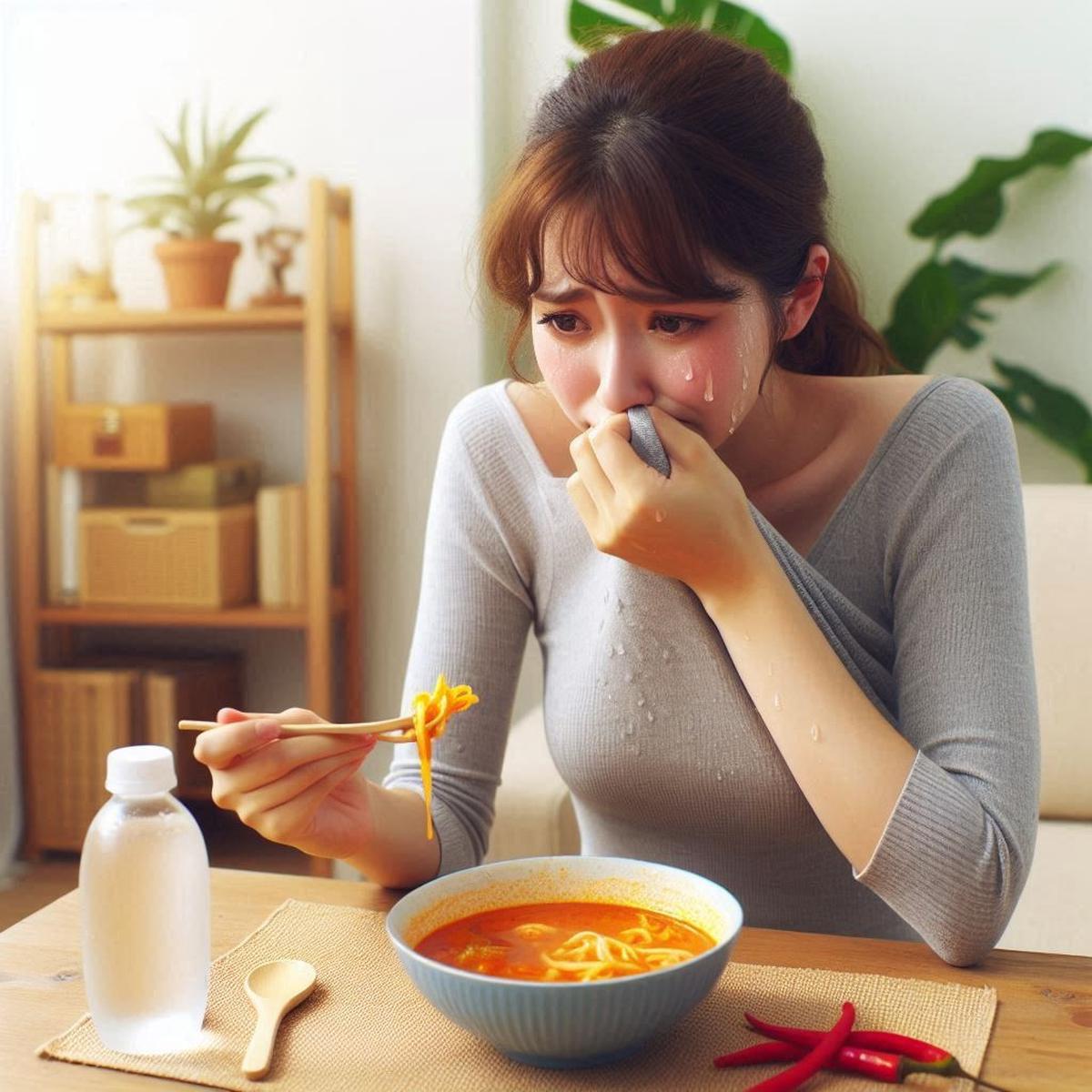 Ilustrasi Kepedesan Makan Seblak