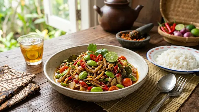 Resep Tumis Petai Teri Pedas. Foto: AI Generated