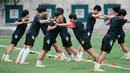 Naegohyang datang dengan kekuatan 27 pemain dan 12 staf. Mereka telah tiba di Korea Selatan melalui Bandara Internasional Incheon pada 17 Mei lalu. (AP Photo/Lee Jin-man)