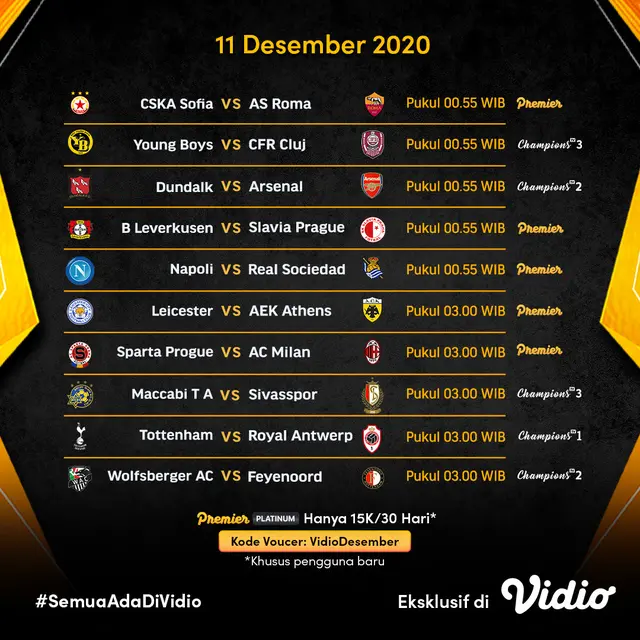 Jadwal Liga Europa Matchday 6