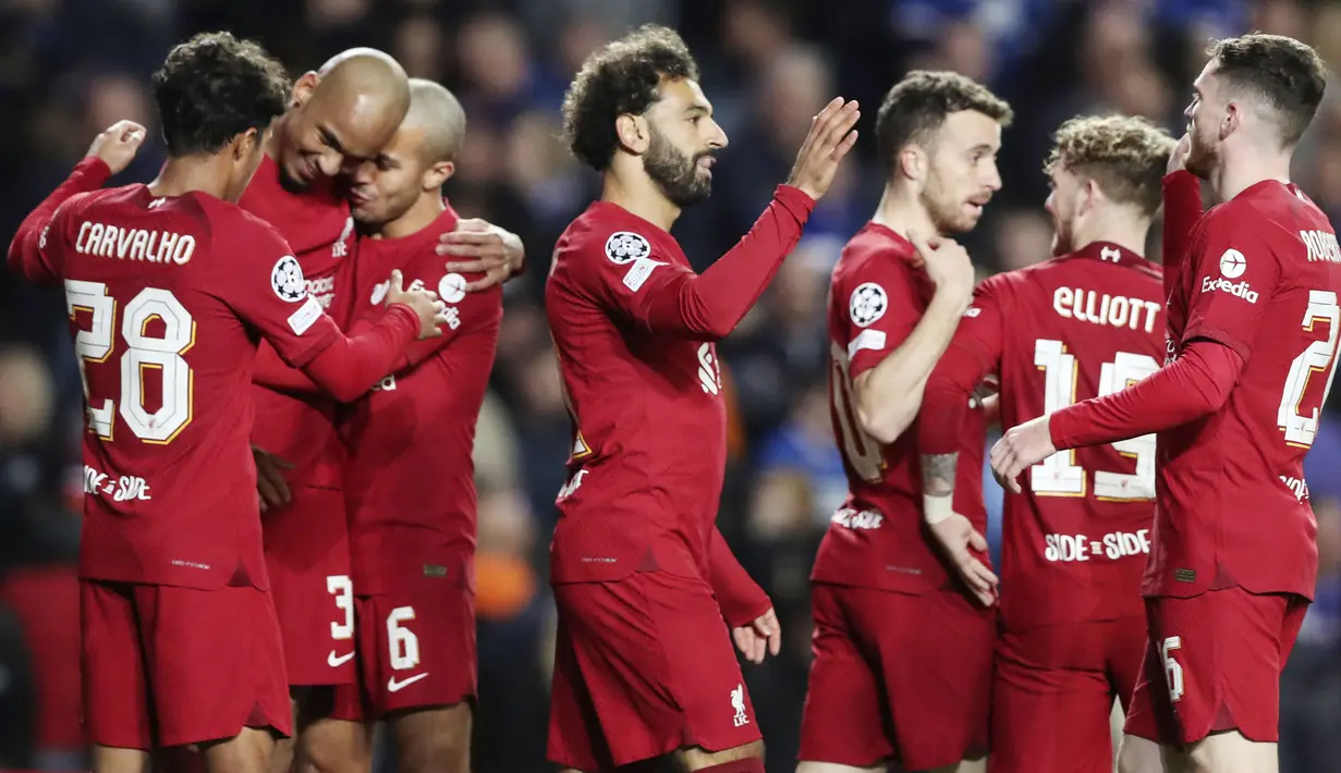 Berkat kemenangan ini, Liverpool masih menduduki peringkat dua klasemen Grup A dengan poin 9. Sementara itu, Rangers terbenam di dasar klasemen dengan sama sekali belum meraih poin. (AP/Scott Heppell)