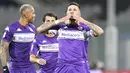Fiorentina sukses meraih kemenangan besar di Liga Italia saat menjamu Genoa pada giornata ke-21. Laga diwarnai dengan hujan enam gol tanpa balas dari La Viola. (La Presse via AP/Tano Pecoraro)