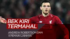 Berita motion grafis 5 bek kiri termahal saat ini, ada Andrew Robertson dan Alphonso Davies.