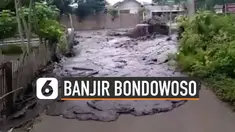 Banjir bandang melanda Desa Sempol, Bondowoso Rabu (29/01/2020) yang disebabkan hujan dengan intensitas tinggi di wilayah Gunung Suket, Jampit.