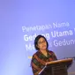 Menkeu Sri Mulyani Indrawati memberi sambutan dalam acara penetapan nama Gedung Utama Kantor Pusat Direktorat Jenderal Pajak (DJP) di Jakarta, Kamis (19/1). (Liputan6.com/Immanuel Antonius)