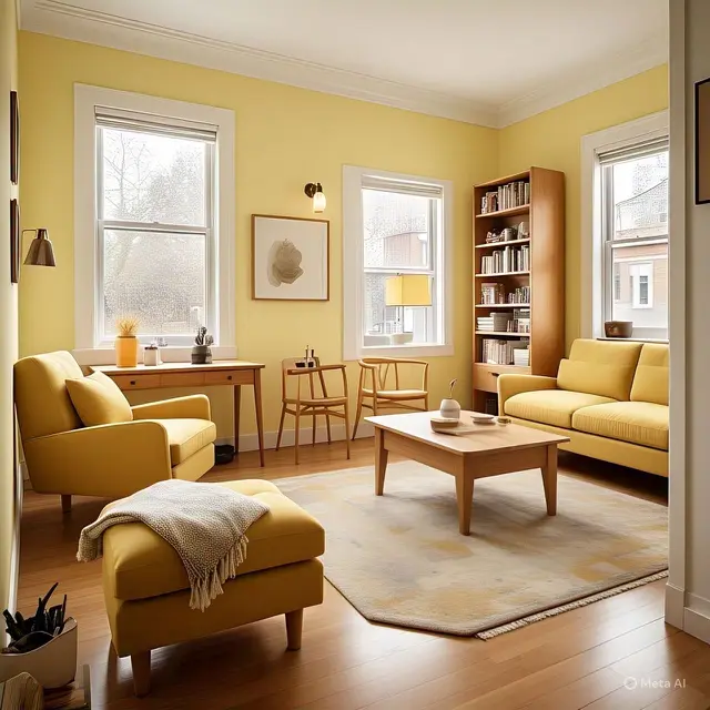 Inspirasi Warna Buat Ruangan Kecil, Warna Kuning Muda. Foto: Meta AI