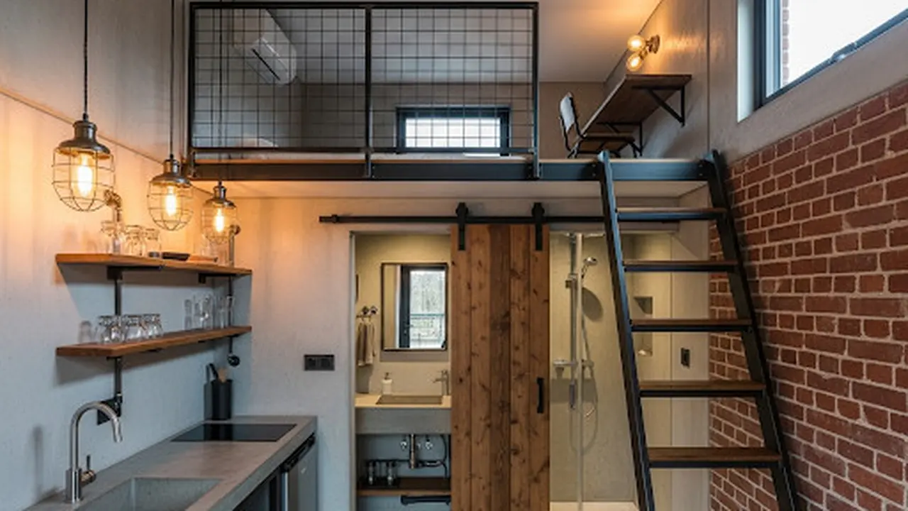 Rumah Mezzanine dengan Gaya Industrial