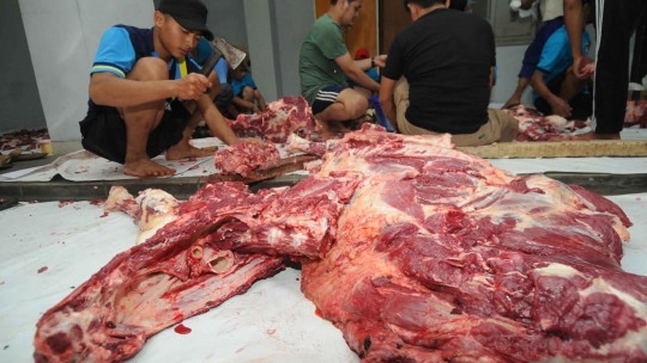 Antusiasme warga berebut daging kurban di DPP LDII