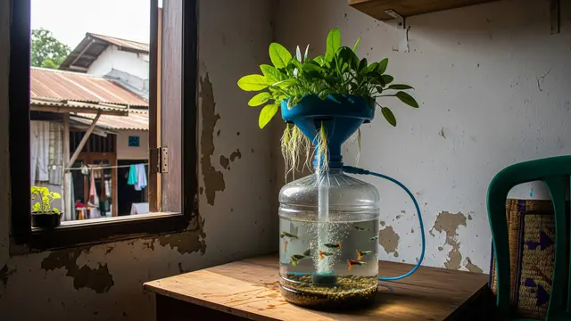 Tanaman Bayam dan Ikan Guppy untuk Aquaponik Galon Bekas