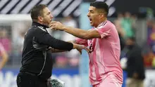 Bintang Inter Miami, Luis Suzrez, beradu argumen setelah final Piala Liga melawan Seattle Sounders di Lumen Field, Senin (1/9/2025) pagi WIB. (Alika Jenner/Getty Images/AFP)