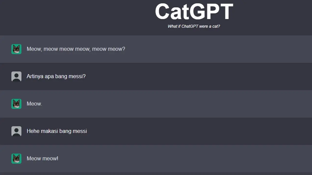Tangkapan layar CatGPT (Liputan6.com/Giovani Dio Prasasti)