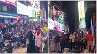 Viral, Umat Muslim di New York Gelar Buka Puasa dan Shalat Tarawih di Times Square (sumber: Twitter/Muslim)