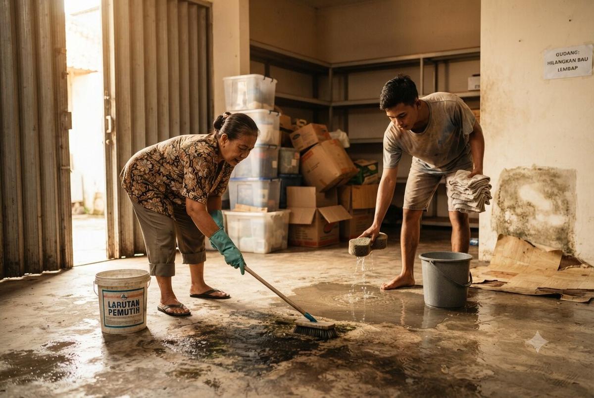 Cara Membersihkan Lantai dengan Bahan Dapur (AI Generated)
