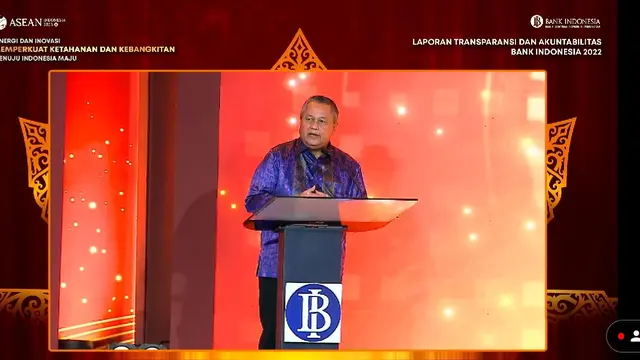 Gubernur Bank Indonesia Perry Warjiyo, dalam peluncuran Laporan Transparansi dan Akuntabilitas Bank Indonesia (LTABI) 2022, Senin (30/1/2023).