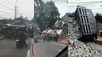 Detik-Detik Truk Tabrak Pikap di Lampung, Lalu Terjun ke Irigasi