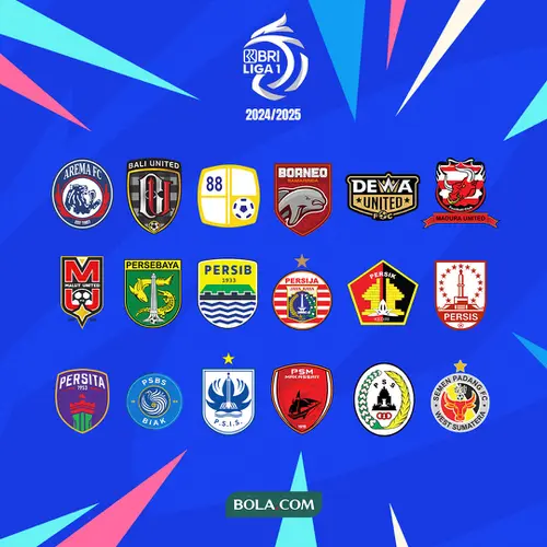 <p>BRI Liga 1 - Ilustrasi logo klub BRI Liga 1 musim 2024/2025. (Bola.com/Adreanus Titus)</p>