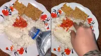 Punya Kebiasaan Unik, Wanita Ini Selalu Siram Air Putih saat Makan Nasi (sumber: Twitter/madumu1)