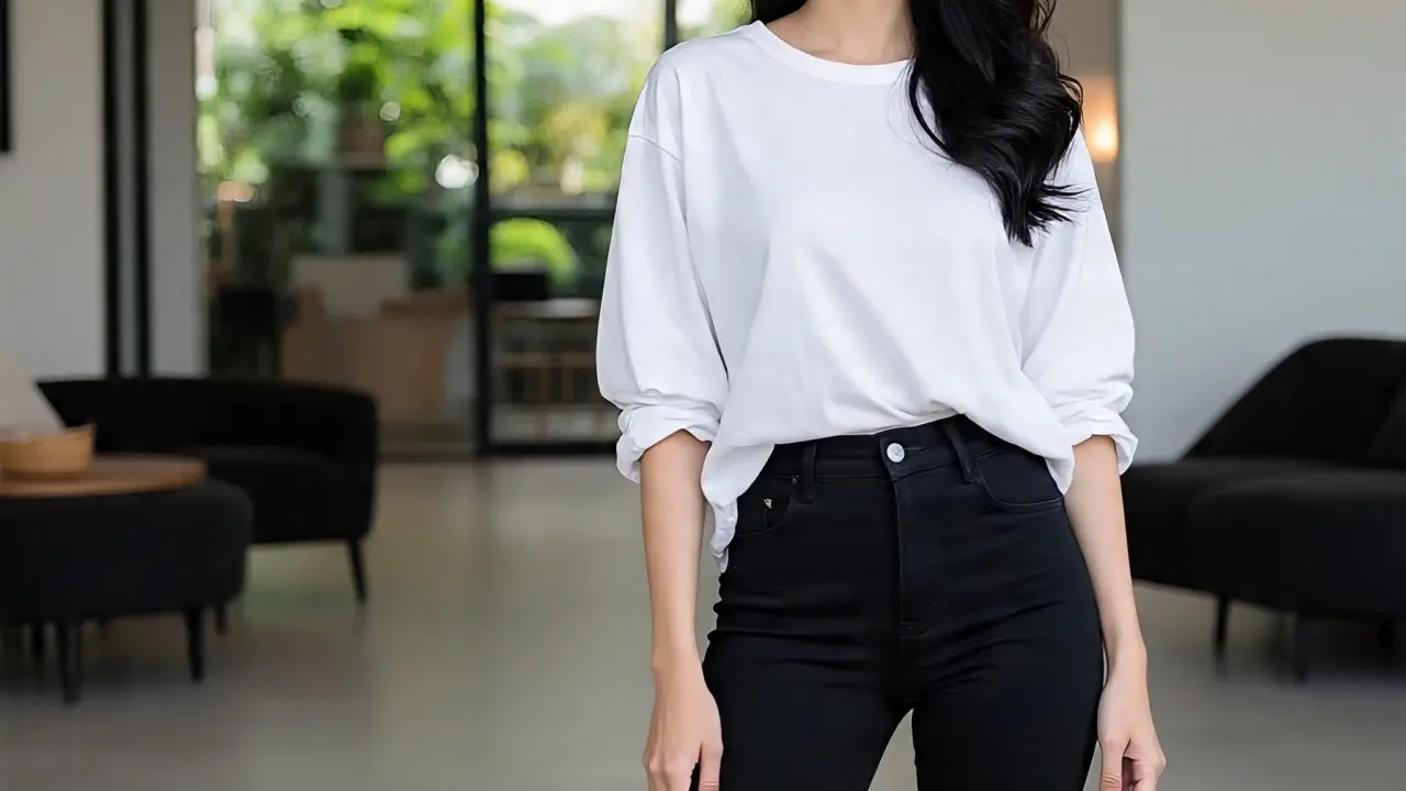 Celana High Waist & Kemeja Oversize