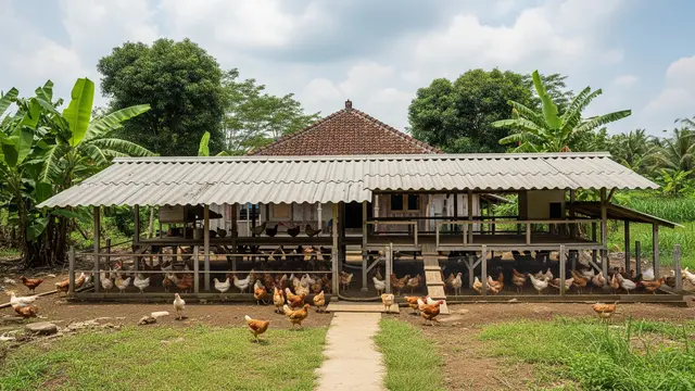 Kandang Kombinasi Tanah dan Panggung