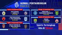 jadwal bri liga 1 pekan keenam (Sumber: dok. vidio.com)