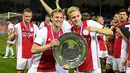 Pencapaian terbaik Van de Beek di Ajax adalah mempersembahkan gelar Eredivisie pada musim 2018/19 dan mencapai semi-final Liga Champions di musim yang sama. (AFP/Olaf Kraak)