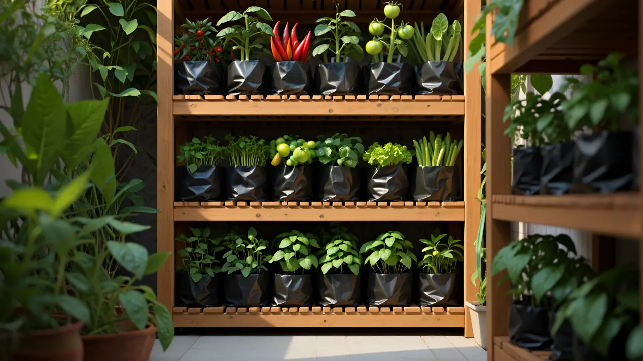 Kebun Sayur Polybag Tumpang Sari (Foto: Reve Art AI)