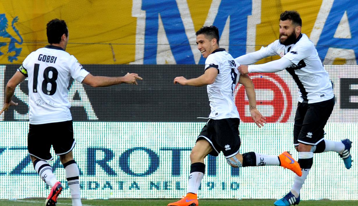 Jose Mouri (tengah) berhasil mencetak gol tunggal kemenangan Parma atas Juventus pada menit ke-60 (AP Photo/Marco Vasini)