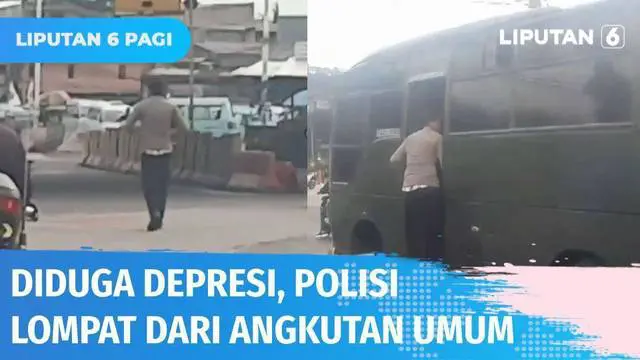VIDEO: Buat Heboh Pengguna Jalan! Anggota Polisi ini Lompat dari Angkot