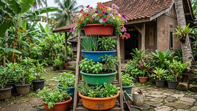 Ide Pot Bertingkat dari Baskom Bekas (AI Generated)