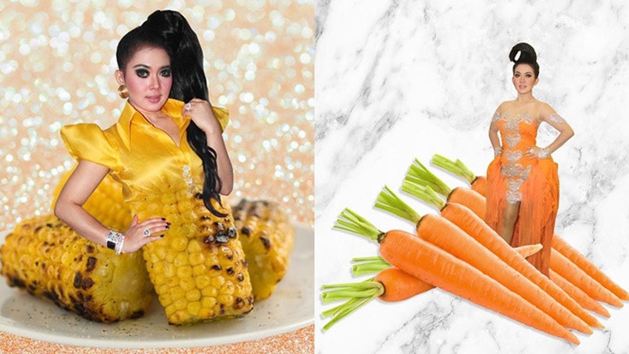 6 Editan Fashion Syahrini dengan Makanan Ini Bikin Tepuk Jidat