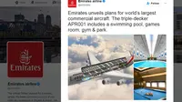 Emirates Pamer Pesawat 3 Tingkat Dilengkapi Kolam Renang, tapi...