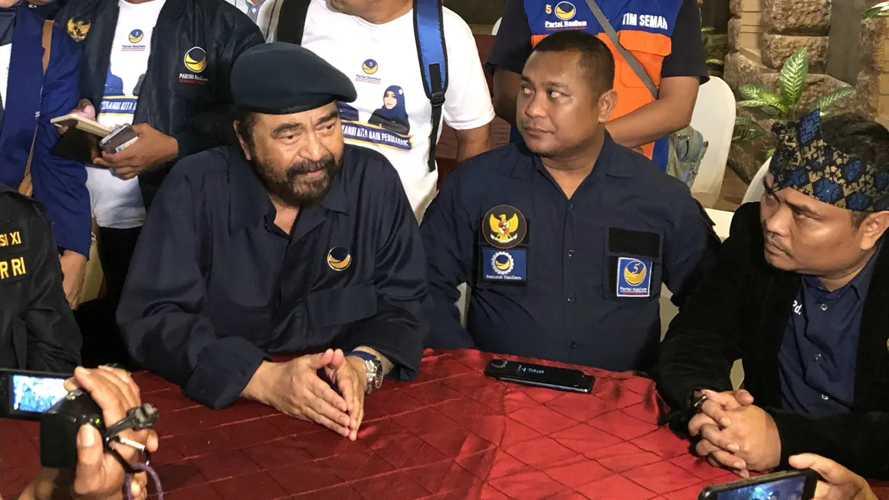 Ketua Umum Partai Nasdem Surya Paloh di Tulungagung, Jawa Timur.