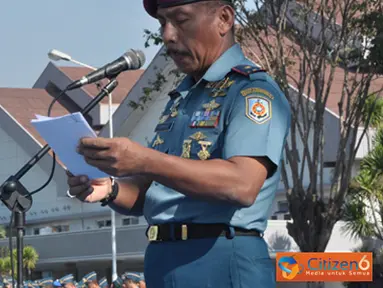Citizen6, Surabaya: Panglima TNI Laksamana TNI Agus Suhartono, memberikan amanat yang dibacakan oleh Wadan Kobangdikal Brigjen TNI Marinir P. Verry Kunto G. (Pengirim: Penkobangdikal)