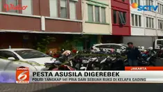 Polres Metro Jakarta Utara menangkap 141 pria dari sebuah ruko di Kawasan Kelapa Gading. Mereka diduga kuat terlibat dalam pesta asusila sesama jenis.