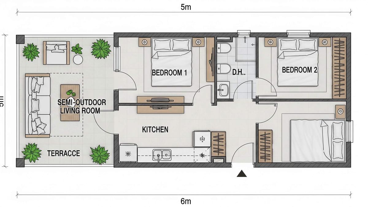 10 Contoh Rumah Kecil Ukuran 5x6 Meter Bisa 2 Kamar, Fungsional &amp; Estetik