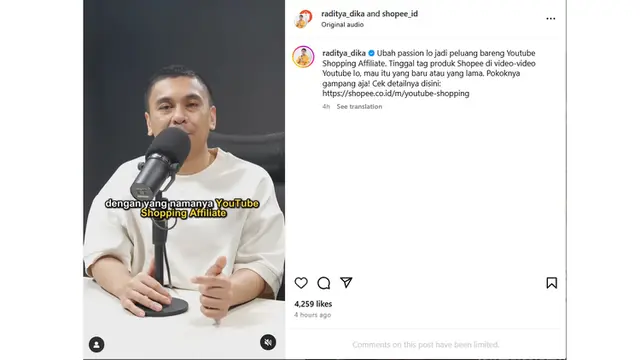 Jadi Peluang Baru Kreator Raih Komisi, Ini Kata Raditya Dika tentang YouTube Shopping Affilate
