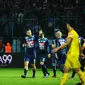 Nick Kalmar selebrasi gol perdana untuk Arema Cronus (Liputan6.com/ Rana Adwa)