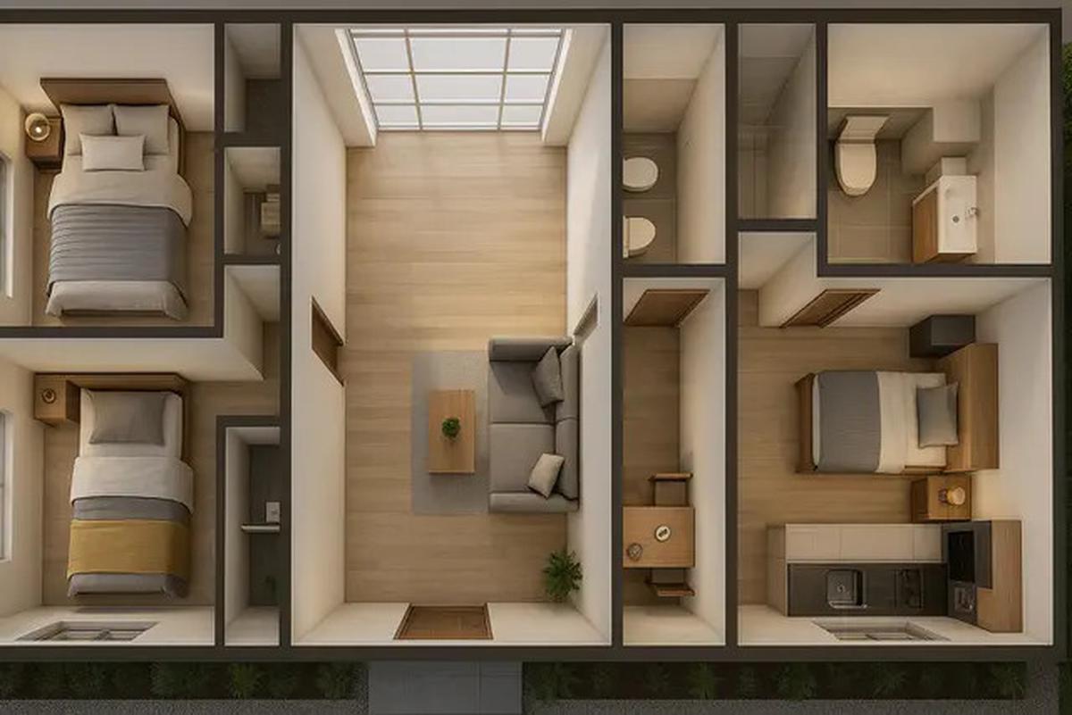 7 Desain Rumah 6x12 1 Lantai 3 Kamar Tidur, Nyaman untuk Keluarga Kecil Kekinian