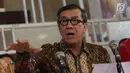 Menteri Hukum dan HAM, Yasonna Laoly saat menyampaikan keterangan terkait penundaan pengesahan RUU KUHP di Graha Pengayoman Kementerian Hukum dan HAM, Jakarta, Jumat (20/9/2019). Menkumham juga mengklarifikasi beberapa isu terkait draft RUU KUHP. (Liputan6.com/Helmi Fithriansyah)