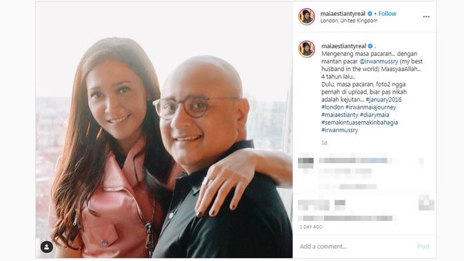 Maia Estianty mengunggah potret saat masih pacaran dengan Irwan Mussry 4 tahun lalu. (dok. Instagram @maiaestiantyreal/https://www.instagram.com/p/B_Hu1gln4wK/?hl=en/Putu Elmira)