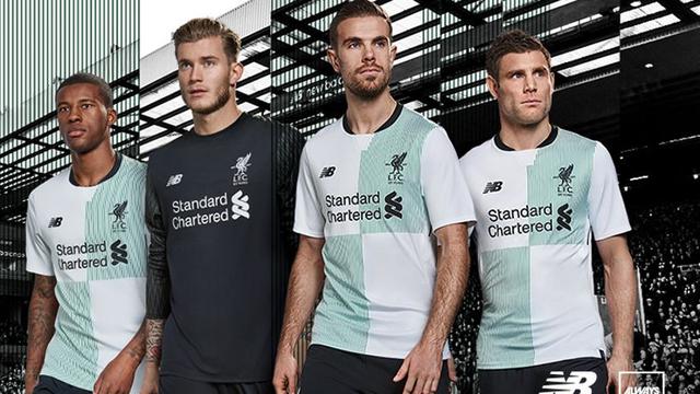 Jersey tandang baru Liverpool 2017-2018. (Liverpool)