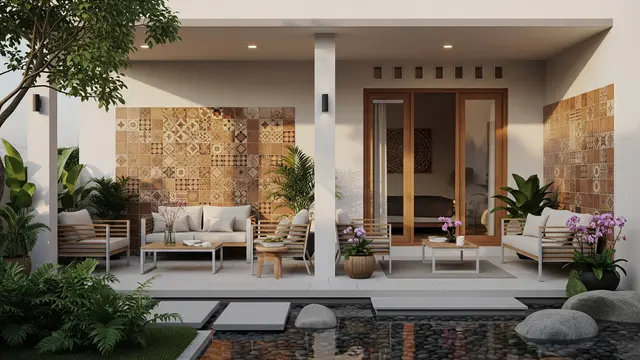 Model Teras Rumah Minimalis Dinding Keramik/Gemini AI