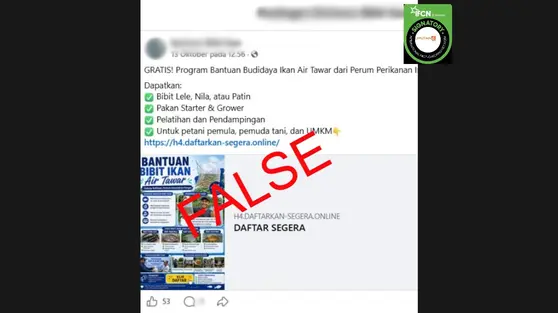 Cek Fakta: Tidak Benar Link Pendaftaran Bantuan Budidaya Ikan Lele dan Patin