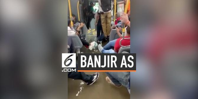 VIDEO: Detik-Detik Banjir Masuk ke Bus di Manhattan
