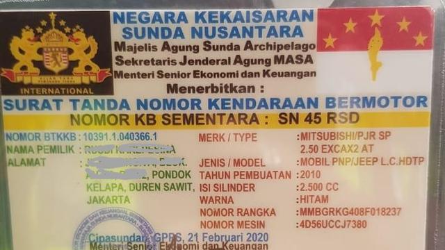 Kartu TNKB Kekaisaran Sunda Nusantara