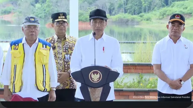 Presiden Joko Widodo (Jokowi) telah meresmikan bendungan Sepaku-Semoi di Kabupaten Penajam Paser Utara, Kalimantan Timur. (tangkapan layar youtube Sekretariat Presiden/Arief RH)