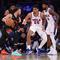 Aksi pemain Knicks Jalen Brunson saat melawan Sixers di playoff NBA 2026 (AFP)