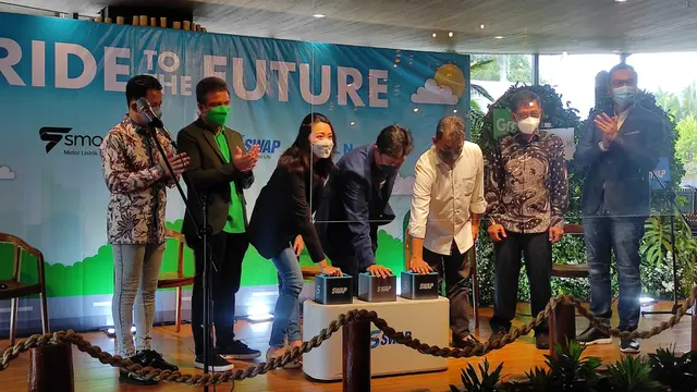 Kolaborasi Smoot, Swap, Grab dan PLN Dukung Ekosistem Motor Listrik (Arief A/Liputan6.com)