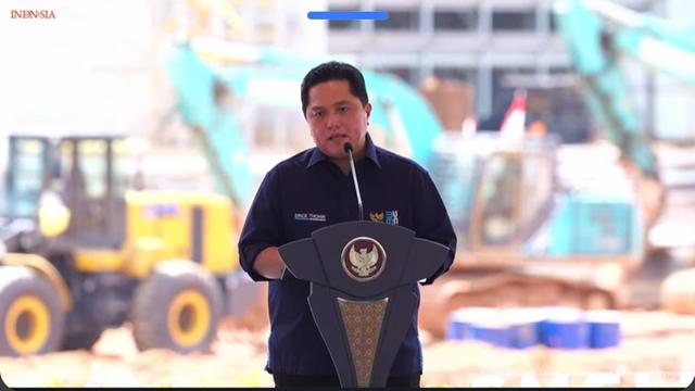 Menteri BUMN Erick Thohir dalam peresmian Smelter Grade Alumina Refinery (SGAR), di Mempawah, Kalimantan Barat, Selasa (24/9/2024). (Foto: Liputan6.com/Arief Rahman Hakim)